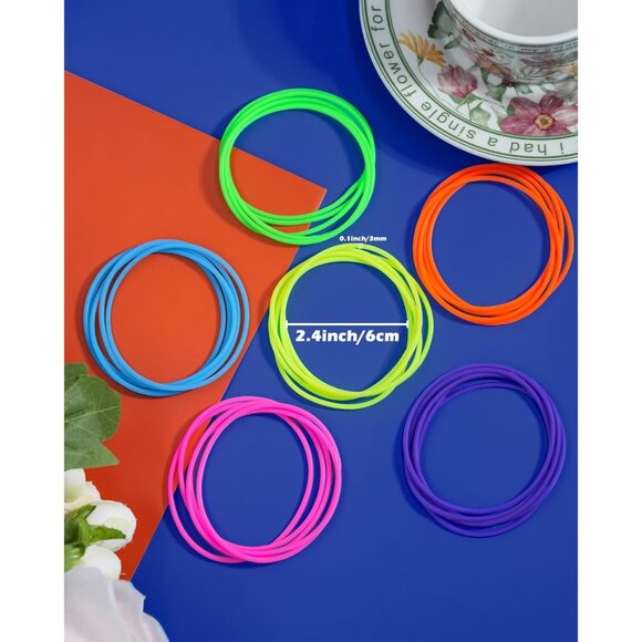 Glow-In-The-Dark 80s Jelly Bracelets - 30 Neon Colors to Light Up Any Event - Picture 7 of 8